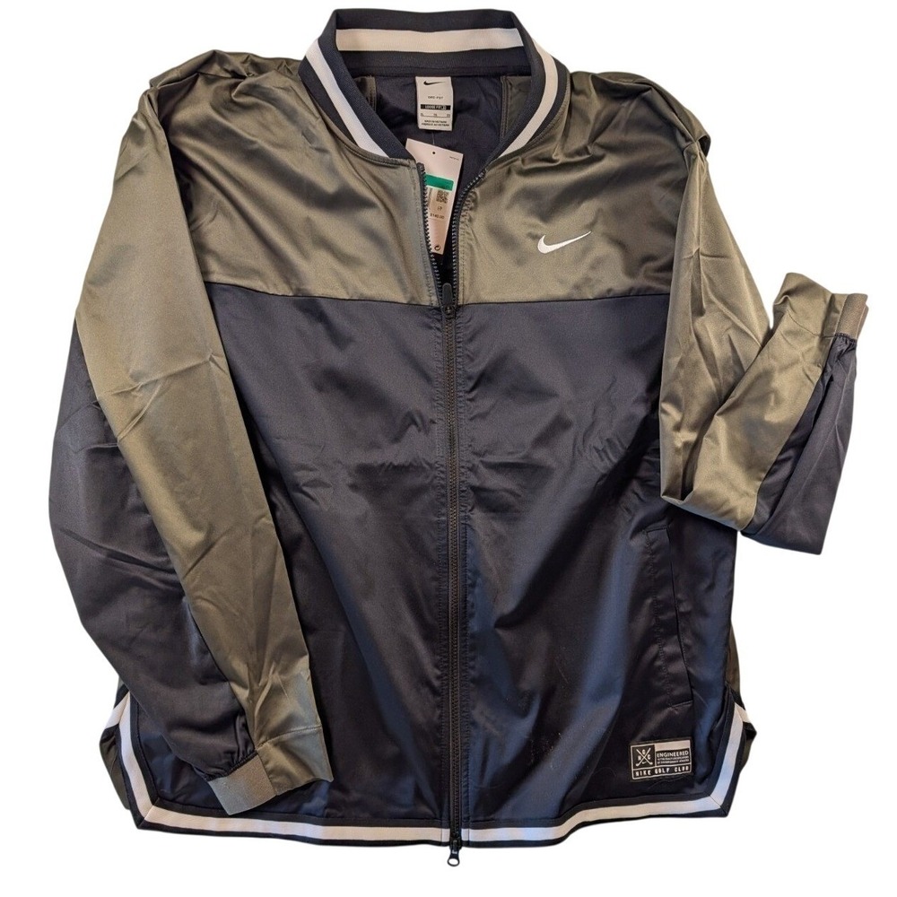 New NIKE Men's Golf Club Dri Fit Full Zip Loose Fit Jacket Black Olive XL